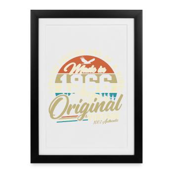 1966 Jahrgang geboren 60. Geburtstag Geschenk - Gerahmtes Poster (27 × 37 cm) - Schwarz - Vorne