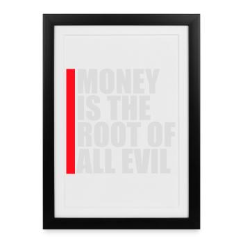 Money Root Evil Capitalism Greed Finance Rich - Framed poster (27 × 37 cm) - black - Front