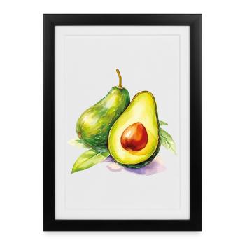 Fraîcheur de l’avocat aquarelle - Affiche encadrée (27 × 37 cm) - noir - Devant