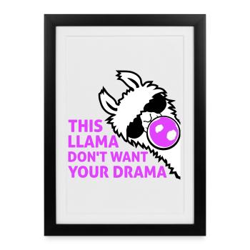 Ce lama ne veut pas de ta bulle dramatique - Affiche encadrée (27 × 37 cm) - noir - Devant