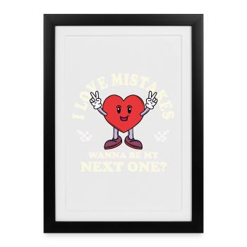Love Mistakes – Vintage Comic Dating Saying - Framed poster (27 × 37 cm) - black - Front
