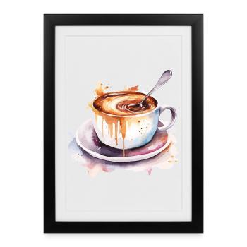 Coffee Watercolor Mug Splash - Framed poster (27 × 37 cm) - black - Front