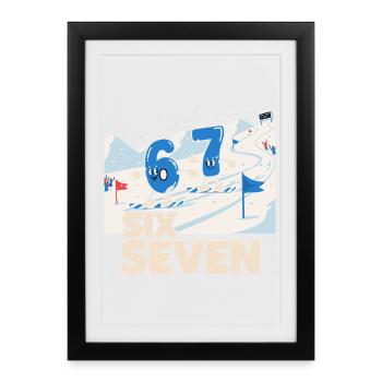 67 Snowboard Six Seven Memes - Affiche encadrée (27 × 37 cm) - noir - Devant