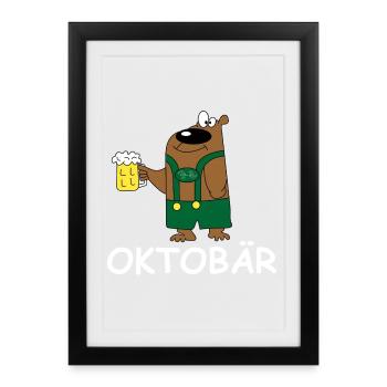 Octobear Beer Hero Illustration Party Grilling Beer - Framed poster (27 × 37 cm) - black - Front