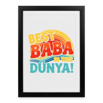 Best Baba In This Dunya Retro Sunset - Framed poster (27 × 37 cm) - black - Front