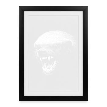 Blaireau à visage de prédateur sombre - Affiche encadrée (27 × 37 cm) - noir - Devant