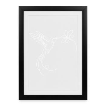 Silhouette minimaliste d’oiseau en vol - Affiche encadrée (27 × 37 cm) - noir - Devant