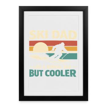 Lustiger Ski Dad Vintage Geschenk für Papa - Gerahmtes Poster (27 × 37 cm) - Schwarz - Vorne