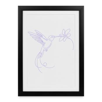 Silhouette minimaliste d’oiseau en vol - Affiche encadrée (27 × 37 cm) - noir - Devant