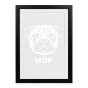 Moos Gesicht mit MÖP Schriftzug  - Gerahmtes Poster (27 × 37 cm) - Schwarz - Vorne