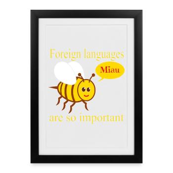 Abeille avec bulle de dialogue - Affiche encadrée (27 × 37 cm) - noir - Devant
