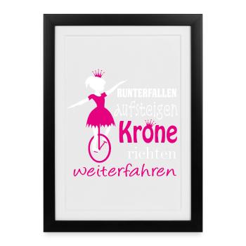 Unicycle | Unicycling Freestyle Girl Crown Straightening - Framed poster (27 × 37 cm) - black - Front