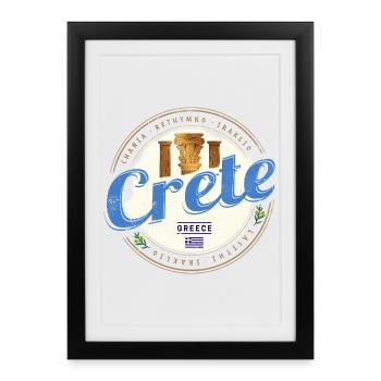 Crete Island in Greece Retro Vintage Souvenir - Framed poster (27 × 37 cm) - black - Front