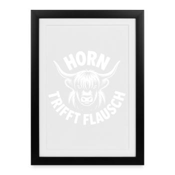Highlands Horn Meets Fluff - Framed poster (27 × 37 cm) - black - Front