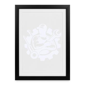 Screwdriver power in gear design - Framed poster (27 × 37 cm) - black - Front