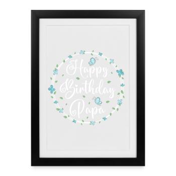Joyeux anniversaire papa - Affiche encadrée (27 × 37 cm) - noir - Devant