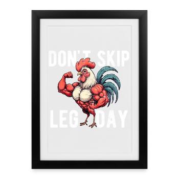 Ne saute pas la journée des jambes Gym de bodybuilding Palestra Drôle - Affiche encadrée (27 × 37 cm) - noir - Devant