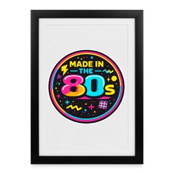 80s Neon Nostalgia Sticker - Framed poster (27 × 37 cm) - black - Front