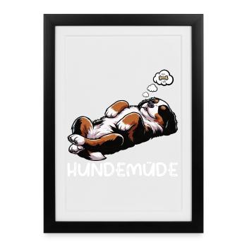 Chien de montagne bernois fatigué Chien de montagne bernois - Affiche encadrée (27 × 37 cm) - noir - Devant