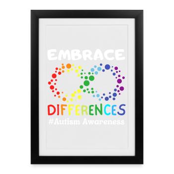 Embrasser les différences Sensibilisation à l’autisme Infini - Affiche encadrée (27 × 37 cm) - noir - Devant