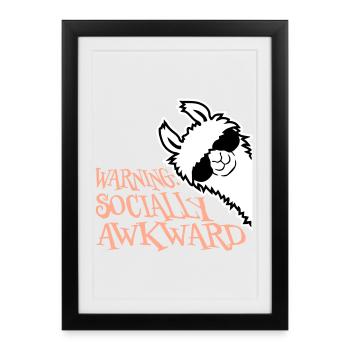 Lama Warning Socially Awkward Sunglasses Alpaca - Framed poster (27 × 37 cm) - black - Front