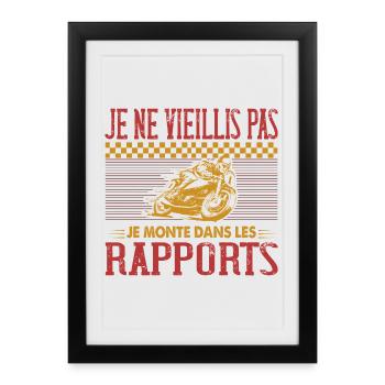 Cadeau Anniversaire Motard Vintage Humour - Affiche encadrée (27 × 37 cm) - noir - Devant
