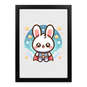 Héros Lapin Super-héros Lapin - Affiche encadrée (27 × 37 cm) - noir - Devant