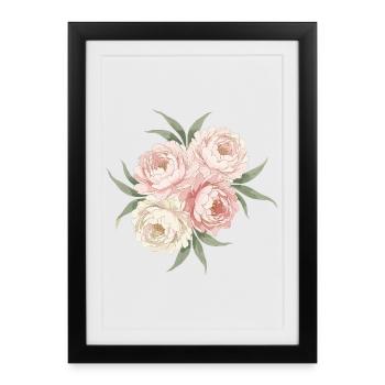 Bouquet de pivoines en rose - Affiche encadrée (27 × 37 cm) - noir - Devant