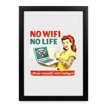 No Wi-Fi No Life Retro - Framed poster (27 × 37 cm) - black - Front