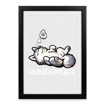 Hundemüde Husky Huskys Huskybesitzer Huskyhalter  - Gerahmtes Poster (27 × 37 cm) - Schwarz - Vorne