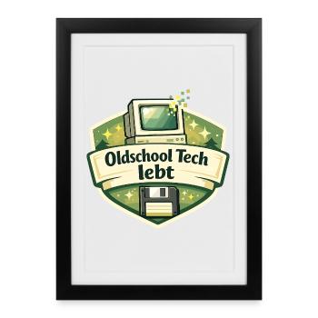Oldschool Tech lebt - Gerahmtes Poster (27 × 37 cm) - Schwarz - Vorne