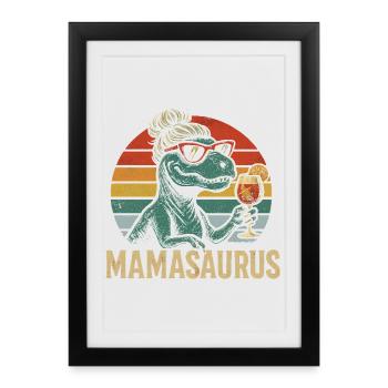Mamasaurus Mom Mom Gift Idea Humor Funny - Framed poster (27 × 37 cm) - black - Front