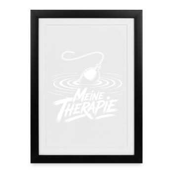 Angeln Therapie - Gerahmtes Poster (27 × 37 cm) - Schwarz - Vorne