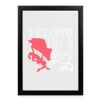 Je grimpe comme une fille qui dit design - Affiche encadrée (27 × 37 cm) - noir - Devant