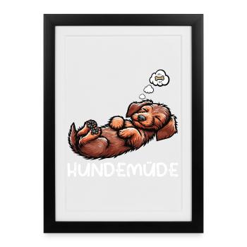 Hundemüde Rauhaardackel Dackel Dackelbesitzer  - Gerahmtes Poster (27 × 37 cm) - Schwarz - Vorne