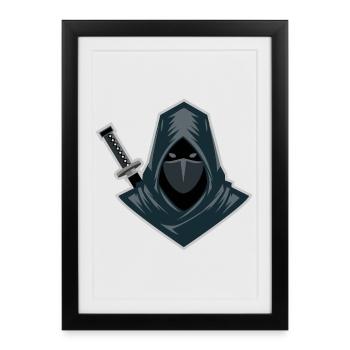 Conception de la furtivité Shinobi Shadow Warrior - Affiche encadrée (27 × 37 cm) - noir - Devant
