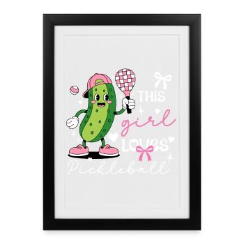 Coquette Pickleball Girl Mignonne Cornichon - Affiche encadrée (27 × 37 cm) - noir - Devant