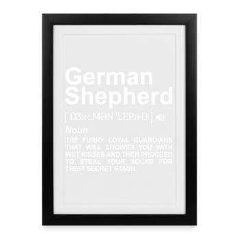 German Shepherd Definition - Gerahmtes Poster (27 × 37 cm) - Schwarz - Vorne