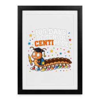 100 jours d’école Mille-pattes 100 Enfants - Affiche encadrée (27 × 37 cm) - noir - Devant