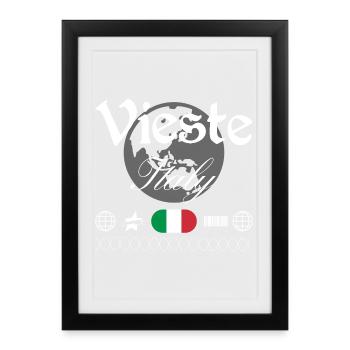 Souvenir de voyage Streetwear du Vieste Italie - Affiche encadrée (27 × 37 cm) - noir - Devant