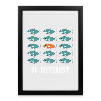 Be Different and unique swimming Fishes - Framed poster (27 × 37 cm) - black - Front