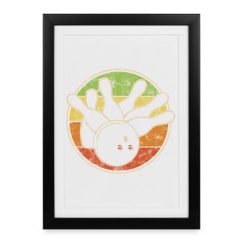 Bowling vintage avec boule pour le club Skittles - Affiche encadrée (27 × 37 cm) - noir - Devant