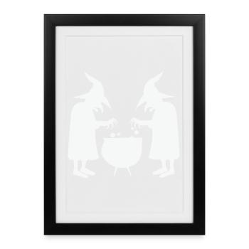 Witches stirring magic potions - Framed poster (27 × 37 cm) - black - Front