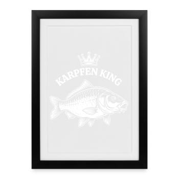 Karpfen Angeln - Gerahmtes Poster (27 × 37 cm) - Schwarz - Vorne