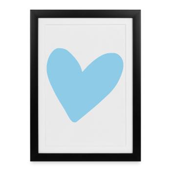 Blue Heart : style minimaliste bidimensionnel - Affiche encadrée (27 × 37 cm) - noir - Devant