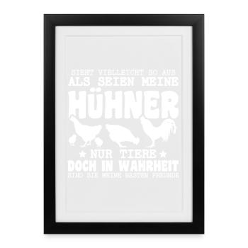 Hühnerflüsterer Huhn Hühnerhalter Hühner - Gerahmtes Poster (27 × 37 cm) - Schwarz - Vorne