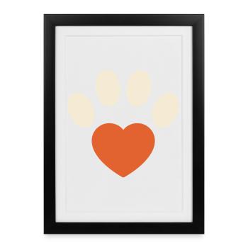 Cœur Patte de Chien - Cadeau de Maman Dog Love Dog - Affiche encadrée (27 × 37 cm) - noir - Devant