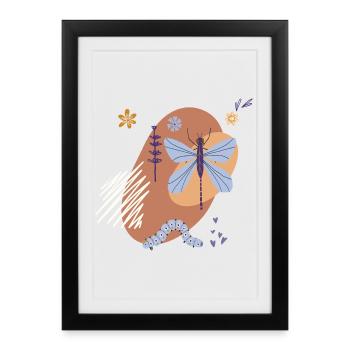 Libellule dans la nature - Affiche encadrée (27 × 37 cm) - noir - Devant