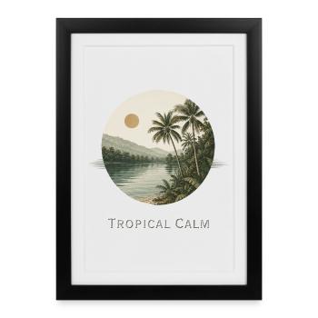 Tropical Calm - Palm Trees Palm Trees Tropical Basils - Framed poster (27 × 37 cm) - black - Front
