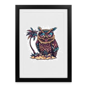 Bande dessinée d’été Owl - Affiche encadrée (27 × 37 cm) - noir - Devant